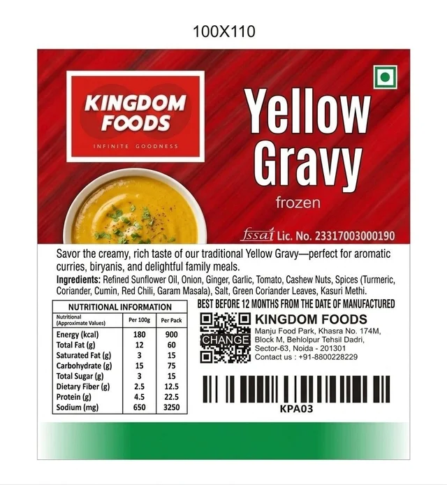 Kingodm Foods Yellow Gravy (Frozen) – 1 Kg