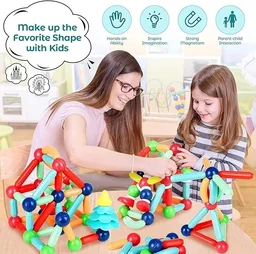 Magnetic Sticks Building Blocks- Educational Stem Learning Magnet Stick with Balls Game Set (25 Pcs),Multicolor