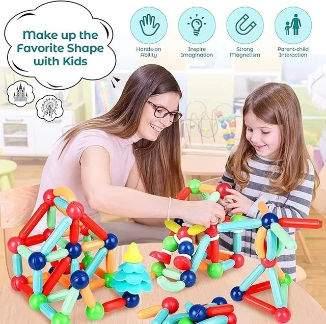 Magnetic Sticks Building Blocks- Educational Stem Learning Magnet Stick with Balls Game Set (25 Pcs),Multicolor
