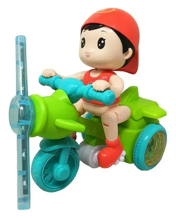 Musical 360° Rotating Stunt Tricycle with Joker Bump Action - Turquoise