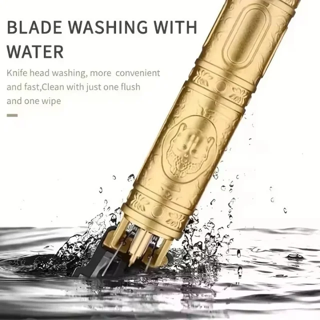 T9 Professional Hair Trimmer for Men, Golden Metal Body, Cordless, USB Rechargeable, Zero Gap Beard and Hair Clipper with 4 Guide Combs and Brush