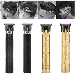 T9 Professional Hair Trimmer for Men, Golden Metal Body, Cordless, USB Rechargeable, Zero Gap Beard and Hair Clipper with 4 Guide Combs and Brush