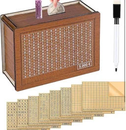 Cash Vault Wooden Savings Box With Counting Target - Money Box Piggy Bank Coin Bank for Boys and Girls