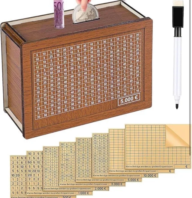 Cash Vault Wooden Savings Box With Counting Target - Money Box Piggy Bank Coin Bank for Boys and Girls