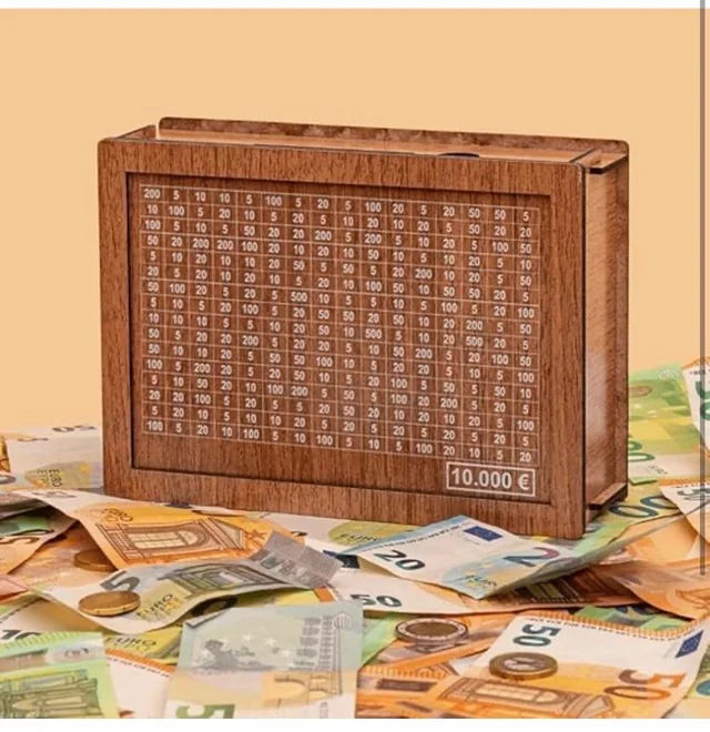 Cash Vault Wooden Savings Box With Counting Target - Money Box Piggy Bank Coin Bank for Boys and Girls