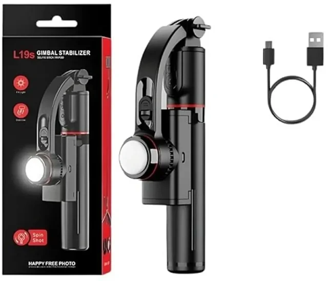  L19s Mobile Gimbal Stabilizer with Wireless Remote, Extendable Selfie Stick and Tripod, 360 Auto Rotation, Auto Balance for Vlog and Anti Shaking for Live Videos, 1-Axis (L19s Mobile Gimbal)