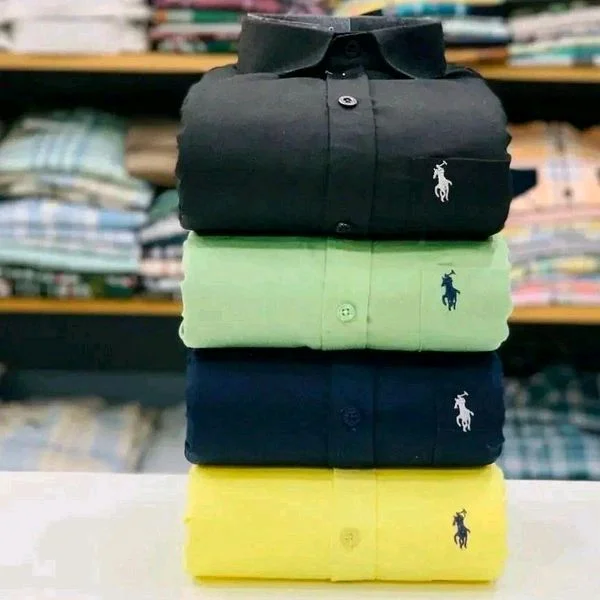 RL Polo Plain Shirts Combo Of 4pcs - XXL-44