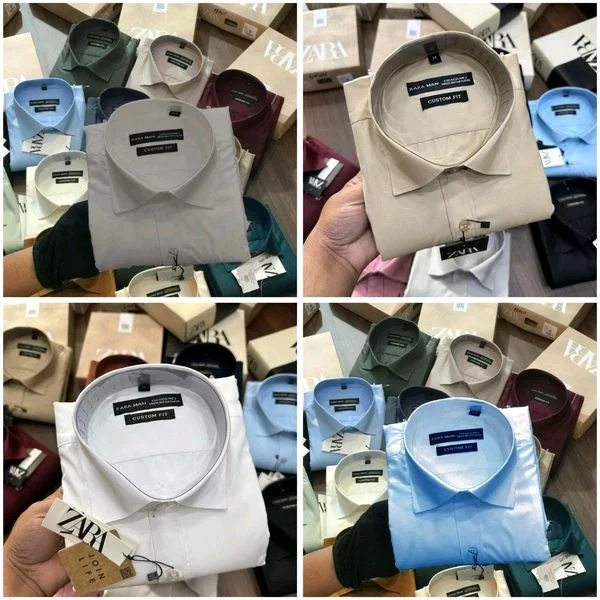 Zara Plain Shirts Combo Of 4pcs - L-40