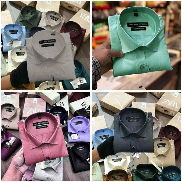 Zara Plain Shirts Combo Of 4pcs - XXL-44