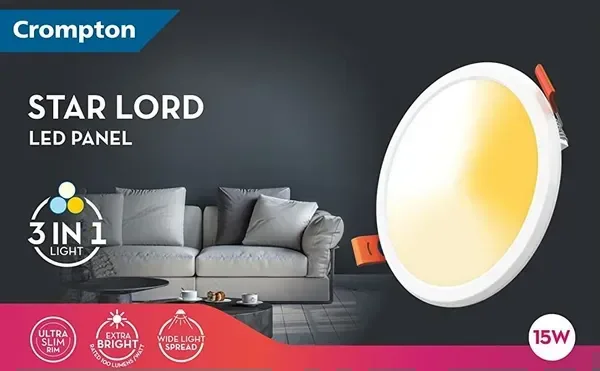 Crompton Star Lord Recess 3in1 Color Changing LED Panel Round - 10W-4" Cutting
