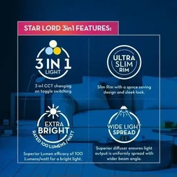 Crompton Star Lord Recess 3in1 Color Changing LED Panel Round - 10W-4" Cutting