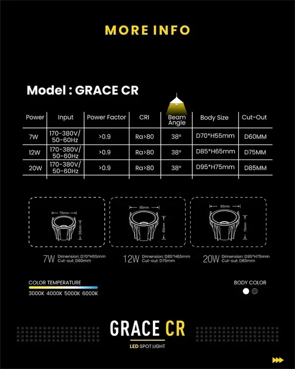 Neptune Lights 7W LED COB Light Grace CR - White, 4K (Neutral White)