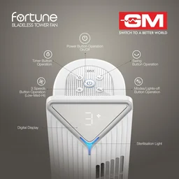 GM Fortune Bladeless Tower Fan with Air Purifier - White