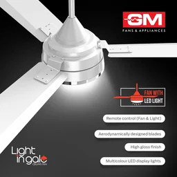 GM Lightingale Anti-dust Ceiling Fan with LED light & Remote (1200 mm)