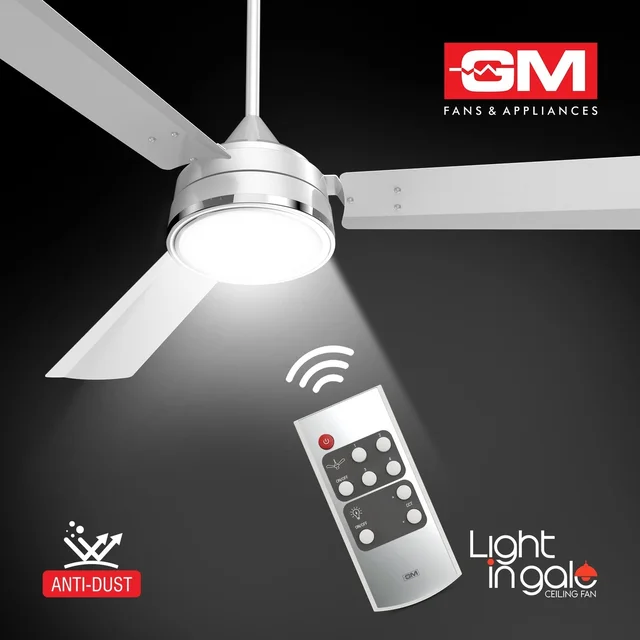 GM Lightingale Anti-dust Ceiling Fan with LED light & Remote (1200 mm)