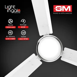 GM Lightingale Anti-dust Ceiling Fan with LED light & Remote (1200 mm)