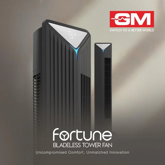 GM Fortune Bladeless Tower Fan with Air Purifier - Black