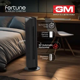 GM Fortune Bladeless Tower Fan with Air Purifier - Black