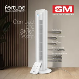GM Fortune Bladeless Tower Fan with Air Purifier - White