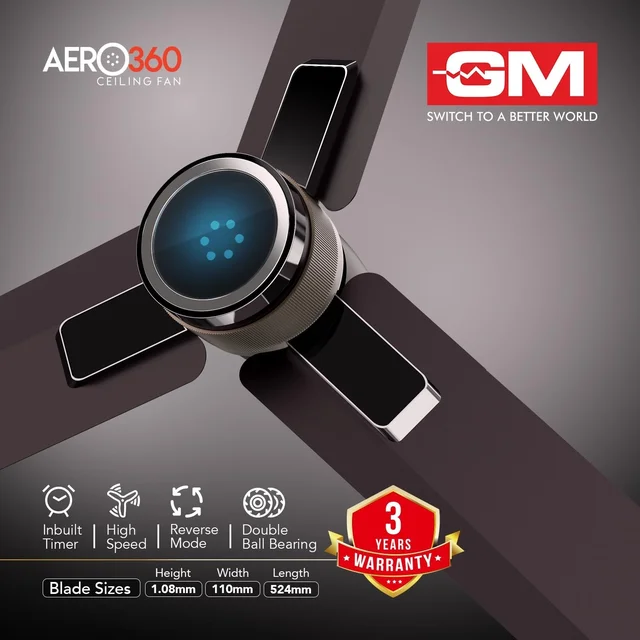GM Aero 360 1200 mm BLDC Ceiling Fan - Brown Chrome