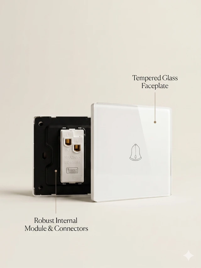 Tempered Glass Bell Push Switch 2M