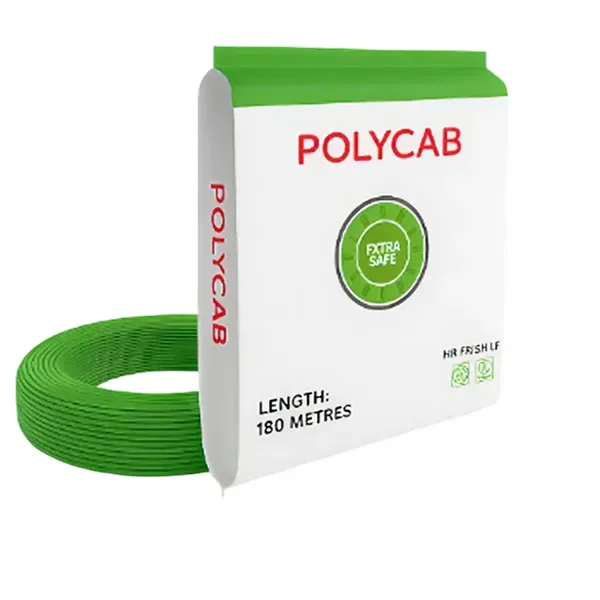 Polycab Green Wire 1.0 sq.mm 180 Meter HR FR-LSH LF House Wire - Green - 1.0 sq.mm, HR FR-LSH LF, Green