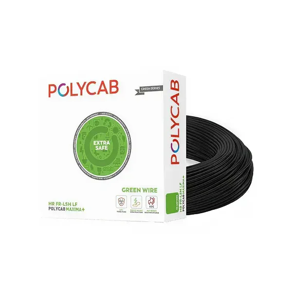 Polycab Green Wire+ 4.0 sq.mm 90 Meter HR FR-LSH LF House Wire - Black - 90 C, 4.0 sq.mm, HR FR-LSH LF, Black