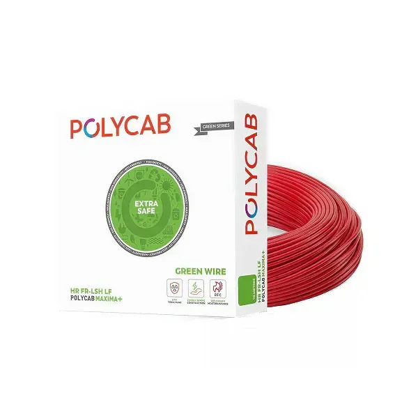 Polycab Green Wire+ 2.5 sq.mm 90 Meter HR FR-LSH LF House Wire - Red - 90 C, 2.5 sq.mm, HR FR-LSH LF, Red