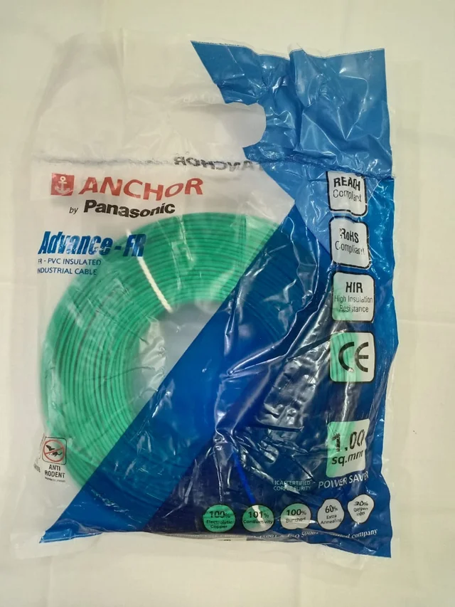 Anchor by Panasonic Advance-FR 1 sq.mm 180 Meter House Wire - Red - 1 sq.mm, Red