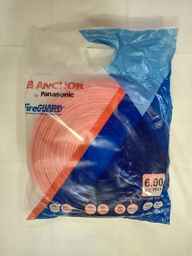 Anchor by Panasonic FR-LSH 6 sq.mm 180 Meter House Wire - Red - 6 sq.mm, Red