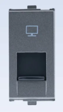 Anchor by Panasonic Penta Modular RJ45 Cat6 Data Socket - Graphite Black - 65622B - Graphite Black