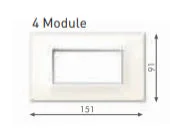 GM G-9 X-Pulse 4M Modular Switch Plate for Metal Box ��? White | GM 4 Module Cover Plate