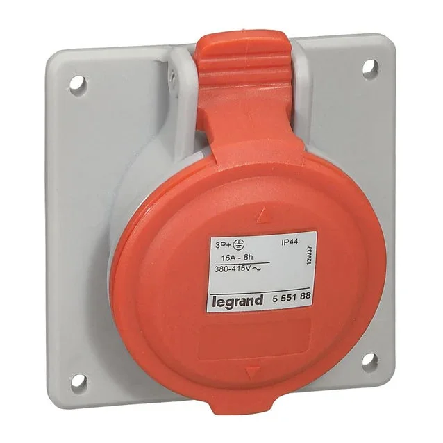 Legrand 16A 3P+N+E 380/415V PANEL MOUNTING SOCKET INCLINED OUTLET - IP 44 THREE PHASE