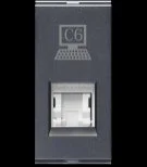 Lisha S7 EDP Socket Outlet RJ-45 Cat 6 with Shutter 1M - Graphite Grey - Graphite Grey