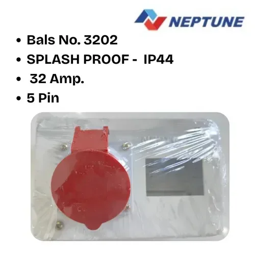 Neptune Bals Three Phase Plug & Socket Combined Metal Enclosure - Neptune IP44 | Industrial Power Connector - 16A / 20A 5 PIN - 3201