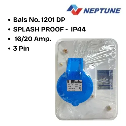 Neptune Bals Single Phase Plug & Socket Combined Metal Enclosure Neptune - IP44 | AC Box - 16A / 20A 3 PIN DP - 1201