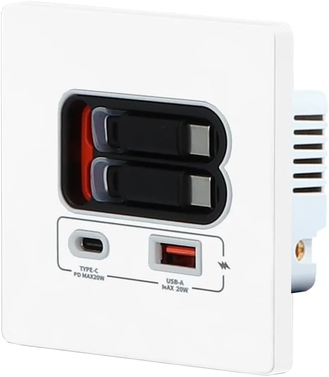 Recessed USB Retractable Extension Socket - White