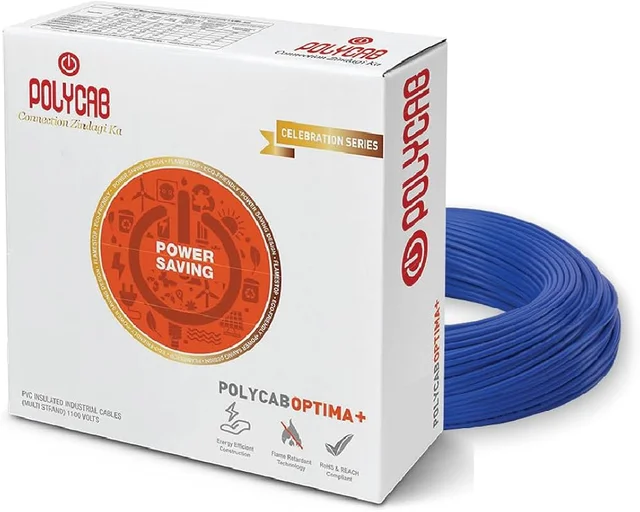 Polycab Optima+ 6.0 sq.mm 90 Meter LF FR House Wire - Blue - 6.0 sq.mm, LF FR, Blue