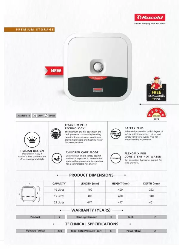 Racold Omnis R water Storage Heater - 15 Liters