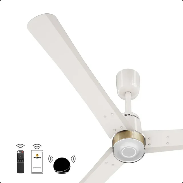 Atomberg Renesa Elite Smart Ceiling Fan - 1200mm, Pearl White, Gold Ring