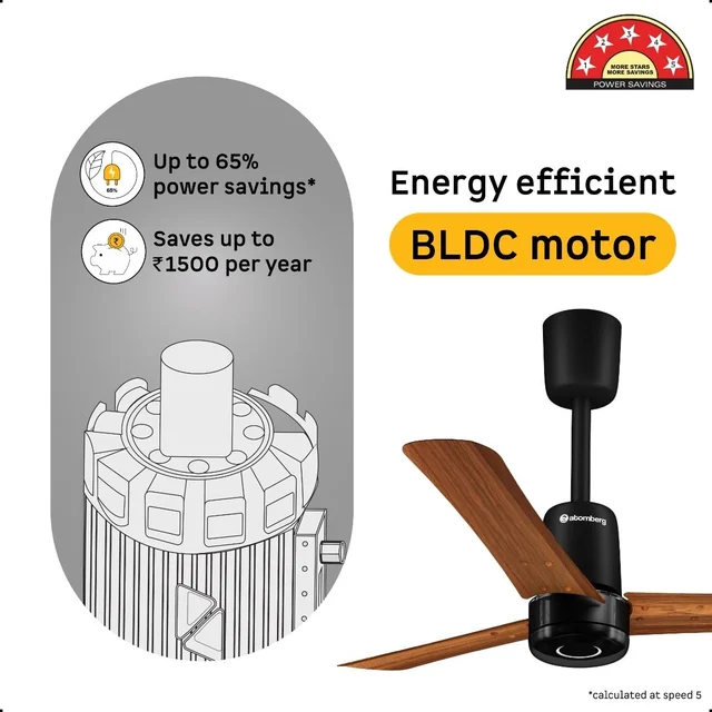 Atomberg Renesa Elite Smart Ceiling Fan - 900mm, Golden Oakwood