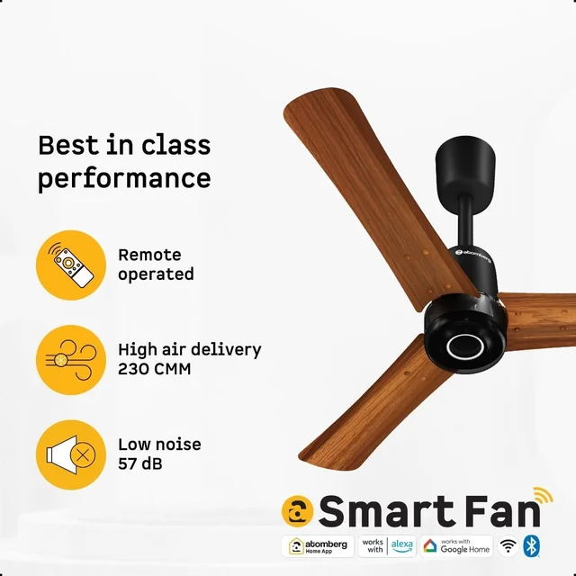 Atomberg Renesa Elite Smart Ceiling Fan - 900mm, Golden Oakwood