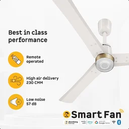 Atomberg Renesa Elite Smart Ceiling Fan - 1200mm, Pearl White, Gold Ring