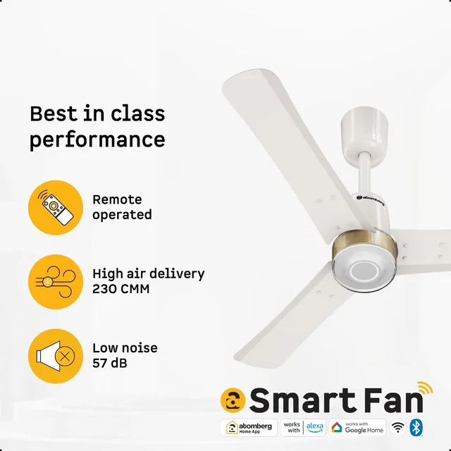 Atomberg Renesa Elite Smart Ceiling Fan - 900mm, Pearl White