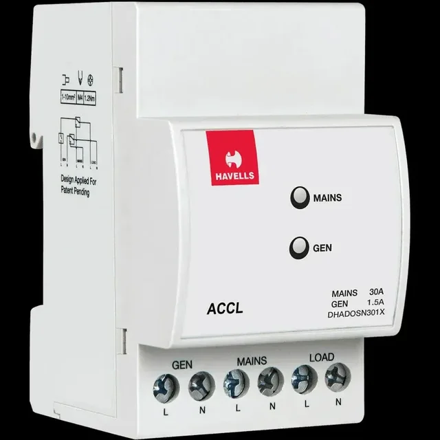 Havells 30A/2.5A SPN ACCL Automatic Source Changeover Switch | 500W Generator | Microcontroller Based | Without Generator Start/Stop - 30A/2.5A SPN