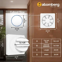 Atomberg 150mm (6 Inches) BLDC Motor Studio Exhaust Fan - 150mm, Gloss White