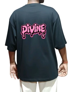 Men's Soft Black Comfortable "DIVINE" Tshirt. Oversized With Sporty And Gym Tshirt... - Black, XXL