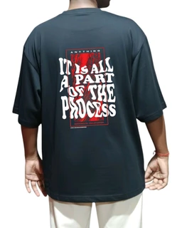 DSA CollectioN Men's Soft Black Comfortable "It's ALL A PART OF THE PROCESS" Tshirt. Oversized With Sporty And Gym Tshirt... - Black, S