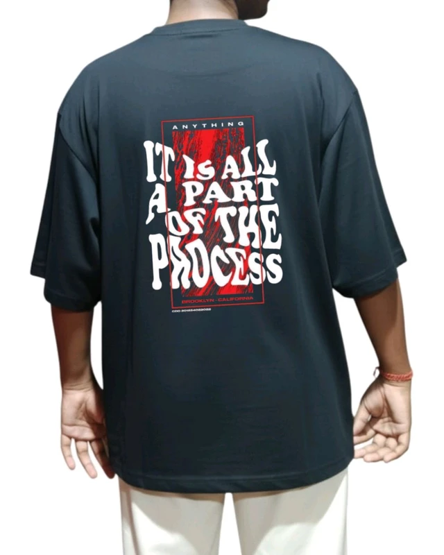DSA CollectioN Men's Soft Black Comfortable "It's ALL A PART OF THE PROCESS" Tshirt. Oversized With Sporty And Gym Tshirt... - Black, S
