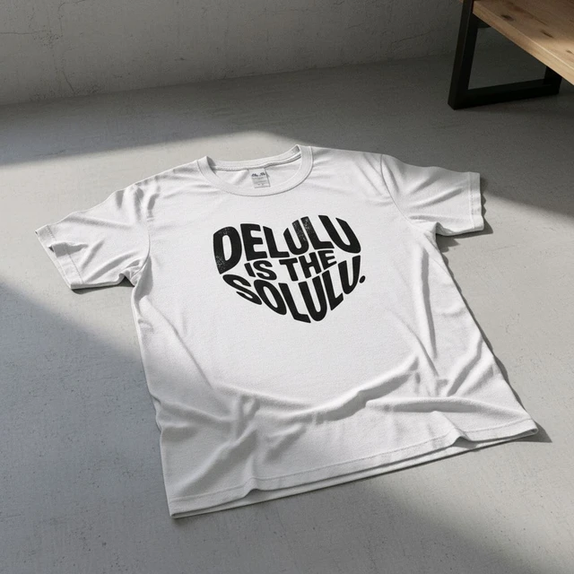 Men's Soft White Comfortable "DELULU IS THE SOLULU" Tshirt. Oversized With Sporty And Gym Tshirt...